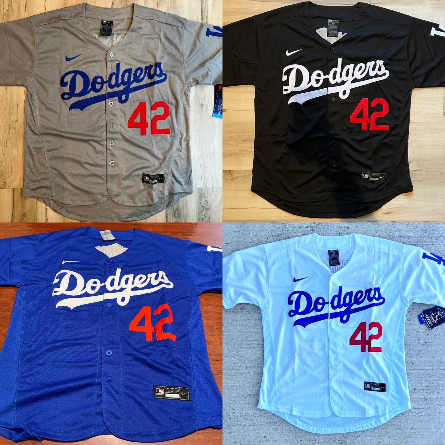 Jackie Robinson #42 Los Angeles Dodgers Blue/Black/Gray/White Men's Jersey